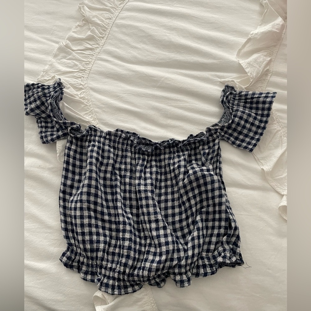 American eagle off the shoulder gingham